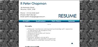 Resume for Peter Chapman